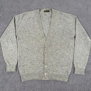 Vintage Pringle of Scotland Cardigan Sweater Mens 40 Gray Pure New Lambswool